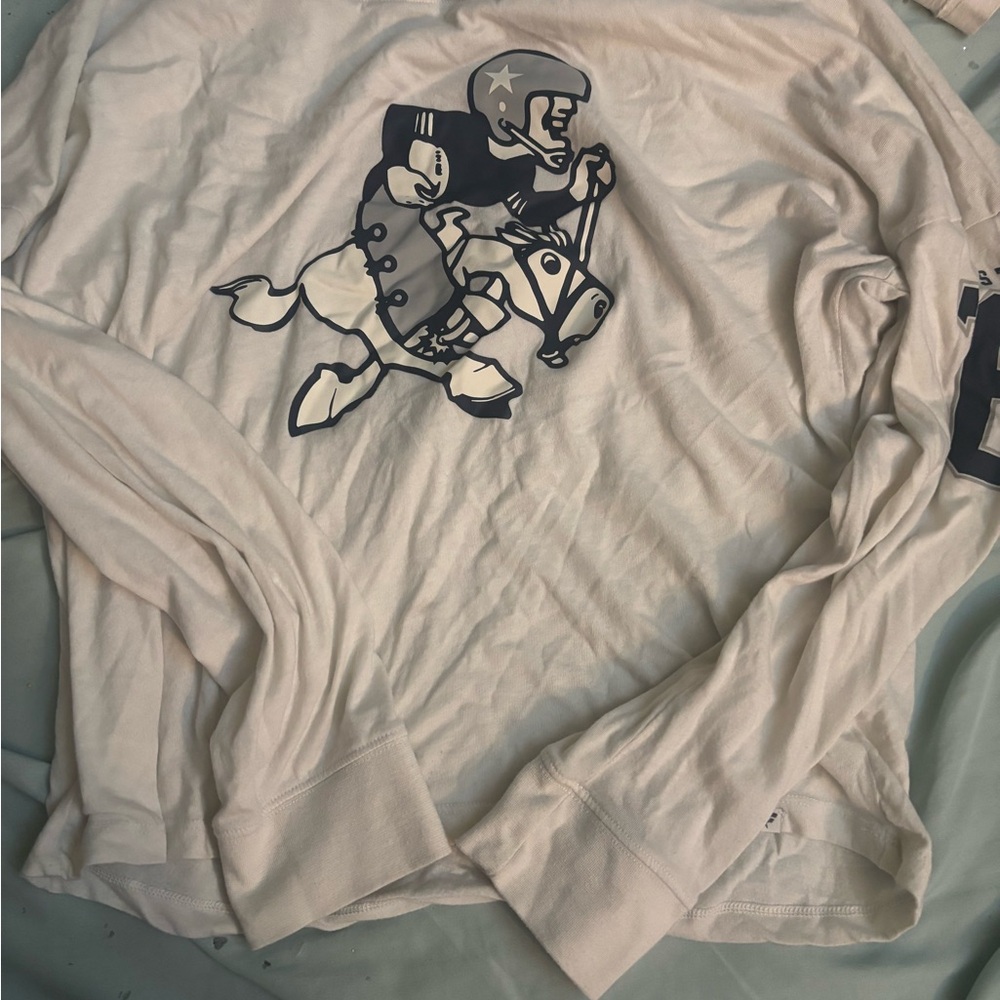 NFL White Long Sleeve Tee with Navy Graphic